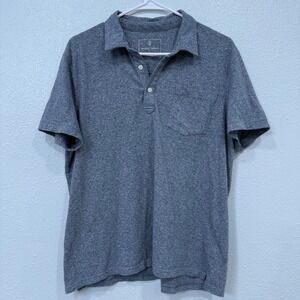 Mutual Weave Mens Blue Heathered Short Sleeve‎ Pocket Polo Shirt Size L